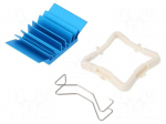 Heatsink: extruded | grilled | BGA | blue | L: 21mm | W: 21mm | H: 7.5mm
