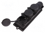 Connector: AC supply | socket | 2P+PE | 250VAC | 16A | black | IP44