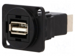 Coupler | USB A socket,USB B socket | FT | USB 2.0 | metal | 19x24mm