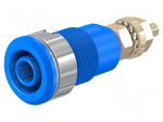Socket | 4mm banana | 32A | 1kV | Cutout: &Oslash;12.2mm | blue | gold-plated