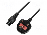 Cable | BS 1363 (G) plug,IEC C5 female | 1.8m | black | 3x0,75mm2