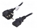 Cable | CEE 7/7 (E/F) plug angled,IEC C13 female | 3m | black | PVC