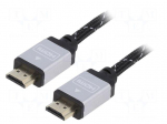 Cable | HDMI plug,both sides | textile | HDMI 1.4 | 5m | black | 30AWG