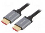 Cable | HDMI plug,both sides | HDMI 2.1 | 1m | black | aluminium