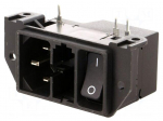 Connector: AC supply | socket | male | 10A | 250V | C14 (E) | DD21 | THT