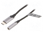 Cable | Jack 3.5mm socket,USB C plug | nickel plated | 1m | 29AWG