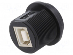 Connector: USB B | socket | for panel mounting,screw | THT | straight