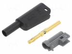 Laboratory connector: 4mm banana | 32A | 1kV | black | gold-plated