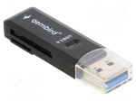 Card reader: memory | USB A plug | USB 3.0 | black