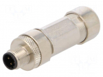 Connector: M12 | plug | PIN: 4 | male | straight | IP67 | spring clamp