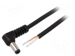 Cable | 1x0.75mm2 | wires,DC 5,5/2,5 plug | angled | black | 1.5m