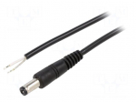 Cable | 1x0.5mm2 | wires,DC 5,5/1,7 plug | straight | black | 1.5m