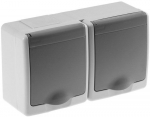 BETA surface socket 2-gang with grounding and cover grey IP44