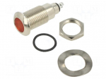 Indicator: LED | flat | red | 12&divide;28VDC | 12&divide;28VAC | &Oslash;12.7mm | IP67 | brass