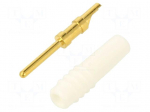 Laboratory connector: 1mm banana | plug | white | 60VDC | 6A | soldered