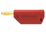 Laboratory connector: 4mm banana | plug | 32A | 30VAC | 60VDC | red