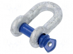 Dee shackle | steel | for rope | zinc | 6mm | 1/4"