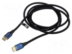 Cable | HDMI plug,both sides | PVC | textile | HDMI 2.1 | Len: 2m | black