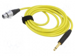 Cable | Jack 6,3mm 2pin plug,XLR female 3pin | 3m | yellow | 0.25mm2