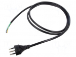 Cable | 3x1mm2 | wires,SEV-1011 (J) plug | PVC | 1.8m | black | 10A | 250V