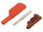 Laboratory connector: 4mm banana | plug | 32A | 1kV | red | insulated