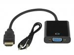 &Uuml;hendused // Different Audio, Video, Data connection plug and sockets // 92-129# Przejście hdmi wtyk-vga gniazdo+gniazdo 3,5+kabel