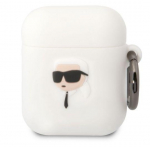 Headphone case Karl Lagerfeld Apple Airpods 1/2 3D Logo NFT Karl Head Silicone Case White