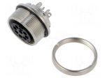 Connector: M16 | socket | female | PIN: 8 | 5A | 60V | soldering | straight