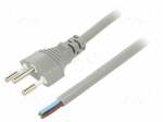 Cable | 3x1mm2 | wires,SEV-1011 (J) plug | PVC | 3m | grey | 10A | 250V