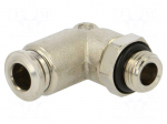 Push-in fitting | angled | -0.99&divide;20bar | nickel plated brass