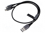 Cable | USB 2.0 | USB A plug,USB C plug x2 | nickel plated | 1m | 60W