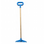 Vigo Kids Toy Plastic Rake with 60cm wooden handle and grip (rake size 20x5cm) Blue