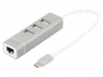 Hub USB | RJ45 socket,USB A socket x3,USB C plug | USB 2.0 | PnP