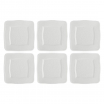 Set of 6 Florentina Square Plates - White, 20 cm