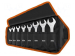 Wrench: flat-set | carbon steel | thin,double-sided | 8pcs | Kit: case