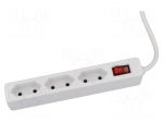 Extension lead | 2x1mm2 | 1.4m | PVC | white | Sockets no: 3 | 16A