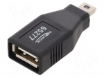 Adapter | USB 2.0 | USB A socket,USB B mini plug | nickel plated