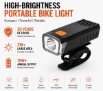 Bicycle accessory iLike USB Rechargeable Bike Front Light, JH420 High Brightness LED Bicycle Headlight, IP65 Waterproof Cycling Light for MTB, Road Bike & E-Bike Black