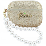 Case Guess Glitter Pearl Strap for AirPods Pro 3 / gold