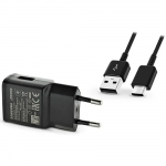 Samsung EP-TA200EBE tīkla lādētājs | 15W | USB-A, USB-C | ar USB-A uz USB-C vadu komplektā | melns (OEM)