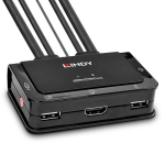 Lindy HDMI KVM l&uuml;liti 2-port Compact USB 2 HDMI 4K, heli/mikrofon - 42340