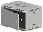 Szafa wisząca 19" 6U 600x500, niedzielona, DRZWI METALOWE jednoskrzydłowe, tył osłona pełna, osłony boczne ruchome perforowane, kolor szary, 4 belki, FLAT PACK ALANTEC