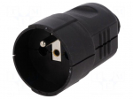 Connector: AC supply | female | socket | 2P+PE | 230VAC | 16A | black
