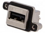 Socket | USB A | MUSB | for panel mounting,screw | THT | straight | IP67