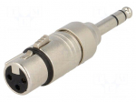 Adapter | Jack 6.35mm plug,XLR female | stereo | PIN: 3