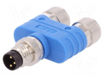 T adapter | M8 male,M8 female x2 | PIN: 3 | Y | IP67 | Polarisation: A