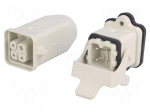 Connector: HDC | male + female | S-A | PIN: 4 | 3+PE | size 3A | straight