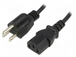 Cable | NEMA 5-15 (B) plug,IEC C13 female | 1.5m | black | PVC | 10A