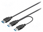 Cable | USB 3.0 | USB A socket,USB A plug x2 | 0.3m | black | 5Gbps