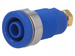 Socket | 4mm banana | 32A | blue | gold-plated | screw,on panel | 32mm